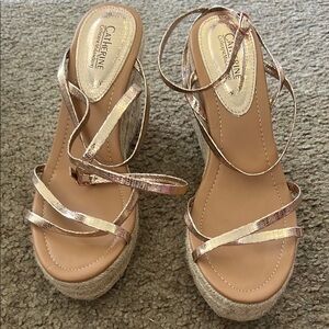 Catherine Malandrino Women's Strappy Wedge Sandals - Gold